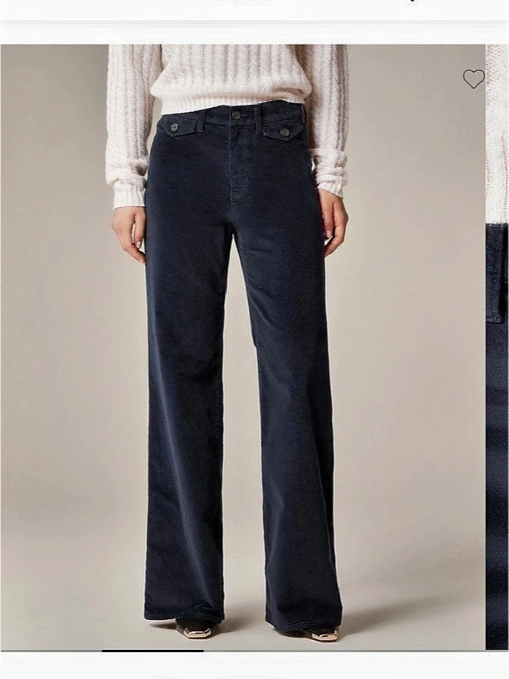 J.Crew wide-leg trouser in washed velvet Trousers in Blue